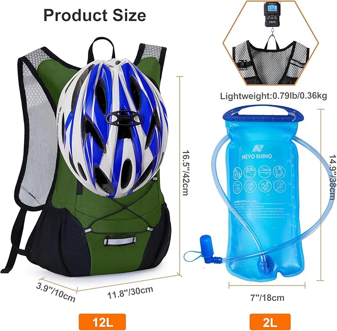 Lightweight Hydration Backpack, Running Backpack with 2L Water Bladder, Hydro Water Daypack for Cycling Hiking Rave for Men Women