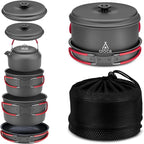 Alocs Camping Cookware Set Camping Gear, Compact Camping Pots and Pans Set, Durable Hard Alumina Camping Cooking Set for Outdoor Backpacking Camping Hiking Picnic, Included Mesh Carry Bag.