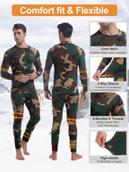 romision Thermal Underwear for Men Long Johns Fleece Lined Hunting Gear Bottom Top Set Base Layer for Cold Weather Gift