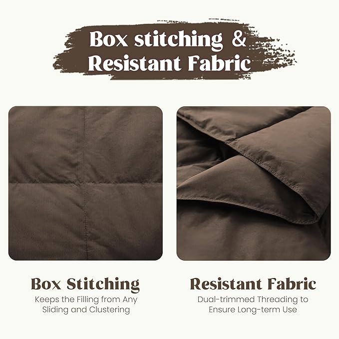 puredown® Soft Feather Down Throw Blanket Lightweight Packable Couch Throw for Indoor and Outdoor Use, 50"X70", Chocolate