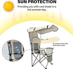 PLKO Camping Chairs with Canopy, Portable Quad Lawn Chair for Adults, Folding Recliner Chair with Cup Holder Outdoor Events and Shade- Support 330 LBS