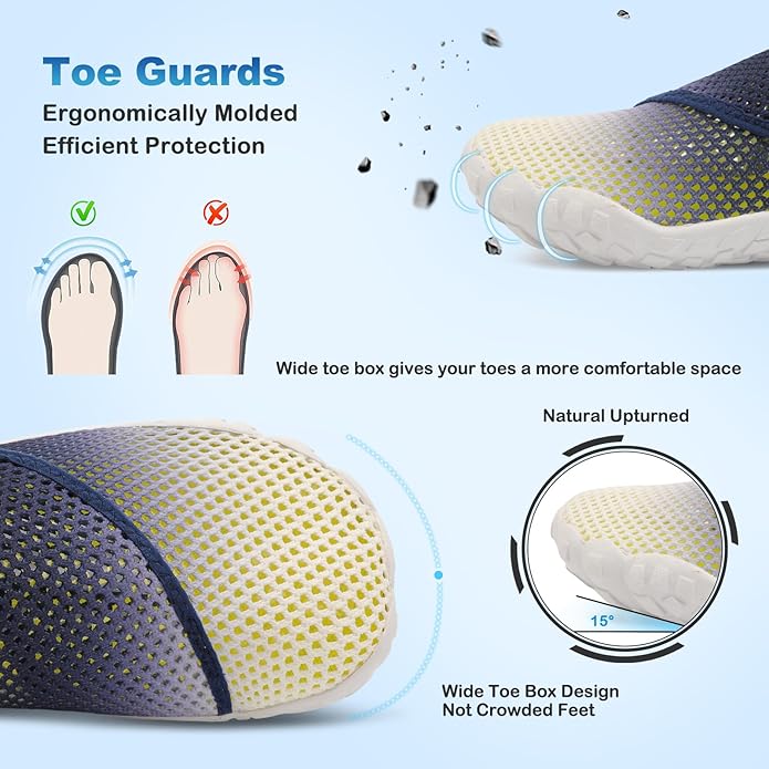 L-RUN Barefoot Water Shoes Women Mens Aqua Sock Athletic Hiking Water Sports Shoes for Swim Beach Pool Sand Diving Walking