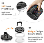 14oz Insulated Vacuum Food Jar with Buckle Lid,Soup Thermo for Hot Food Kids,Wide Mouth Leakproof Stainless Steel Lunch Container with Spoon-Black Game