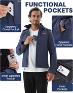 WULFUL Men's Softshell Jacket Waterproof Lightweight Insulated Windbreaker Fleece Lined Rain Shell Jacket for Hiking Travel