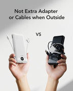 VEGER Portable Charger for iPhone Built in Cables and Wall Plug, 10000mah Slim Fast Charging USB C Power Bank, Travel Essential Battery Pack Compatible with iPhones, iPad, Samsung More Devices(White)