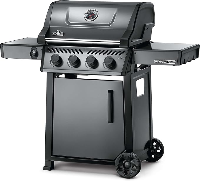 Napoleon Freestyle 425 Natural Gas Outdoor Grill, Graphite Grey – High-Performance 4-Burner BBQ with Stainless Steel Grates