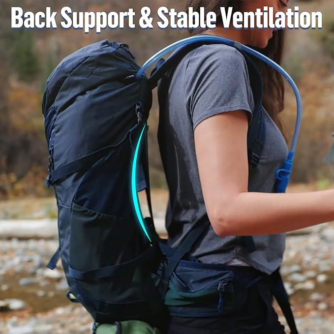 Night Cat Internal-frame Hiking Backpack: 30L Camping Backpack for Men Women Lightweight Waterproof Rain Cover Blue