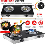 forimo Propane Gas Cooktop 2 Burners Gas Stove portable gas stove Tempered Glass Double Burners Stove Auto Ignition Camping Double Burner LPG for RV,Apartments,Outdoor