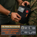 GunZee 175-Piece Survival Kit, First Aid Kit for Emergency and Outdoor Adventures, IFAK, Fishing Gear, MOLLE-Compatible Bag, Car Travel, Camping, Hiking, Earthquake, Tornado, Gifts for Men and Women