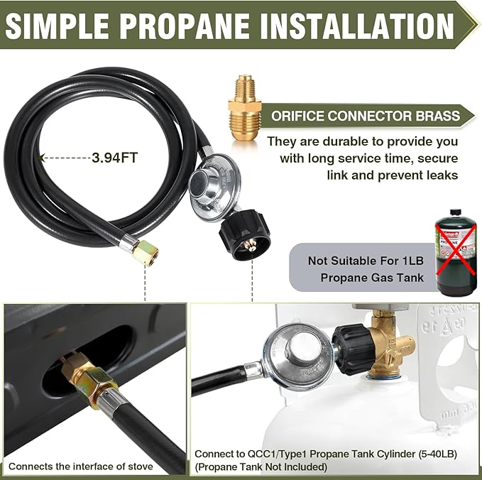 BESTFIRE 30000 BTU Double Burner Propane Gas Stove, Portable Outdoor Camping Cooker with Auto Ignition, Rust-Resistant Alloy Steel, CSA Regulator & Hose, for BBQ, RV, Tailgating, 28.74"×14.76"×5.51"