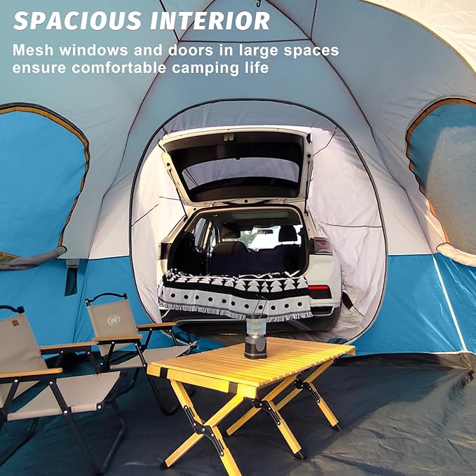 UNP SUV Dome Tent for Camping, Outdoor 6 Person Car Camping Tent, Easy Set Up SUV Tailgate Tent with Rainfly 10' x 10' Vehicle Camping Tent