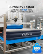 OhGeni Air Mattress Queen with Built in Pump, Blow Up Colchones Inflables Mattress for Guests, Portable Air Mattresses with Carrying Bag, 18" Raised Elevated Air Bed for Camping, Dark Blue