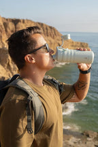 IDEUS Insulated Stainless Steel Water Bottle with 2 Leak-Proof Lids, Thermal Water Flask for Hiking Biking, 18oz, Light Blue