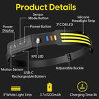 Lsnisni Headlamp Rechargeable 2Pack, 230°Wide Beam Head Lamp LED, Head Flashlight with Motion Sensor, 5 Mode Head Lights for Forehead, Waterproof Headlamps for Adults Hiking Camping Gear