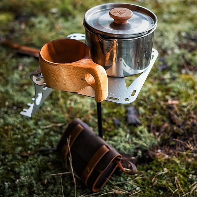 Ruck & River Camping Table - Compact and Lightweight 8"x8" Aluminum Top with Cup Holders, Adjustable Height, Easy to Assemble, Portable Outdoor Table for Camping, Hiking, Fishing, Beach, Hammock