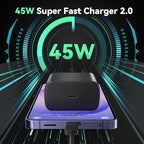45W Super Fast Charger USB C Android Phone Type C Charger Fast Charging Block with 5FT Cord for Samsung Galaxy S26/S26 Ultra/S26+/S25 Ultra/S25/S24 Ultra/S24/S23 Ultra/S22/S21/S20/Note 10, Black