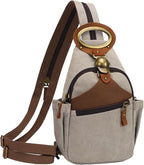 KouLi Buir Canvas Sling bag,Small Crossbody Backpack,Convertible Chest Bag Casual Daypack For Outdoor Cycling Hiking Travel (B3611-Leaden-N)