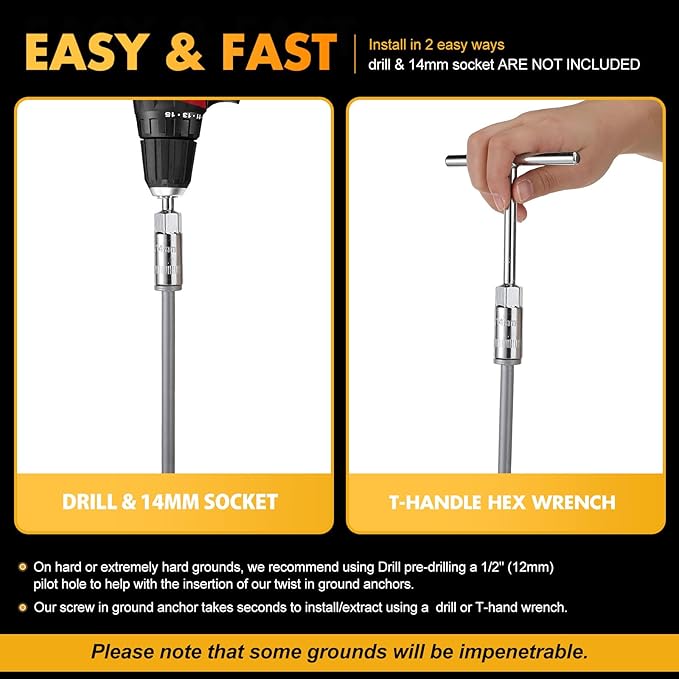 Zhengmy 24 Pcs Ground Anchors Screw in, 12 Inch Heavy Duty Tent Stakes with Trampoline Anchor Hook Ground Stakes for Camping Tent Canopies Ports Sheds Swing Sets Securing Animals (Silver)