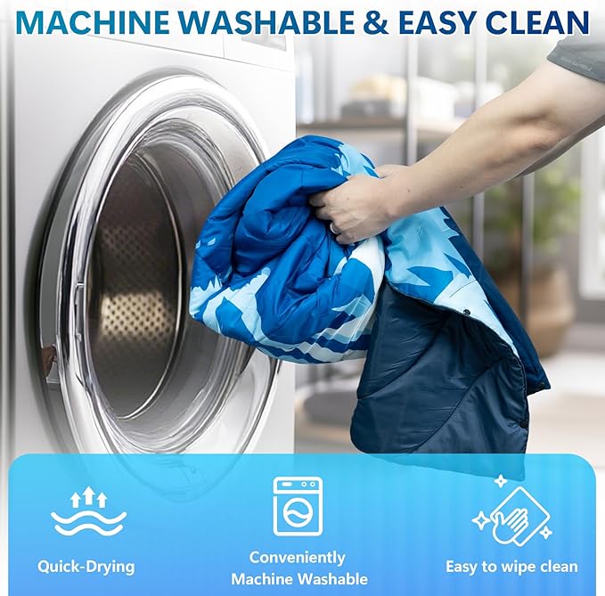 Camping Blanket Waterproof, Packable Down Alternative Puffy Printed Camp Blankets Ultra Warm Lightweight Hammock Top Quilt Outdoor Blanket for Travel Picnic Stadium Hiking Party Cold Weather 55"x78.8"