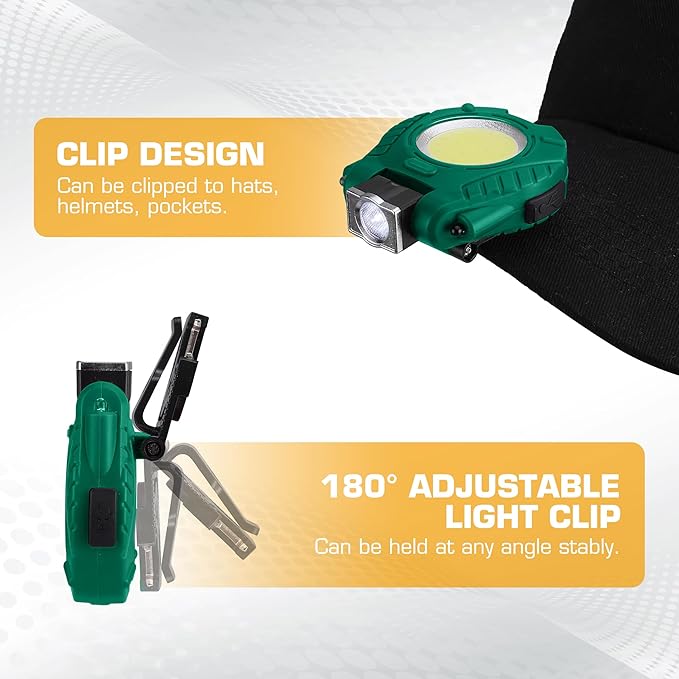 EverBrite COB Keychain Work Light, Mini Rechargeable Magnetic Keychain Light with Sensor Mode, Multifunctional Small Keychain Flashlights, Portable, Waterproof - for Camping, Hiking, 6 Modes, Green