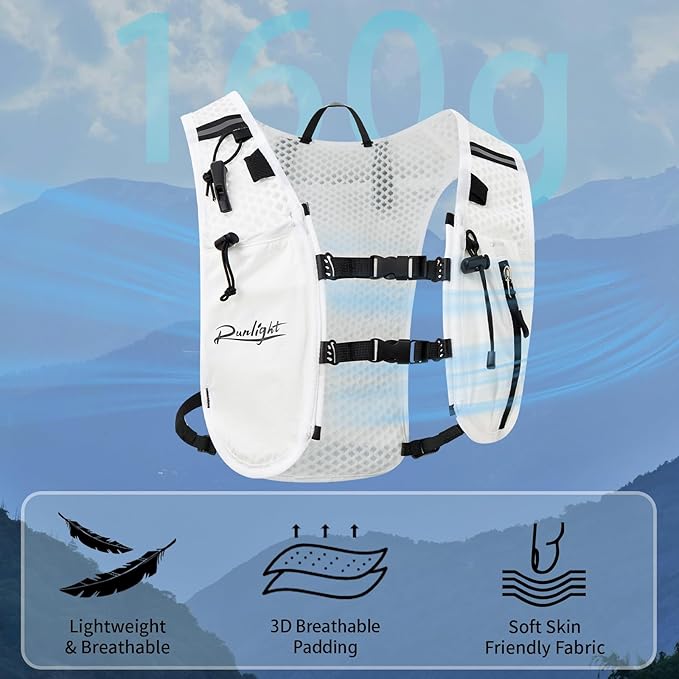 Running Vest for Women Men, Adjustable Hydration Backpack Breathable Reflective with 1.5L Water Bladder for Hiking, Trail, Running, Marathons, Cycling