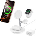 3 in 1 Magnetic Wireless Charger Stand for Apple Devices, TRIBONE Fast Charging Station for iPhone 17/16/15/14/13/12 Series, Apple Watch, Airpods (White)