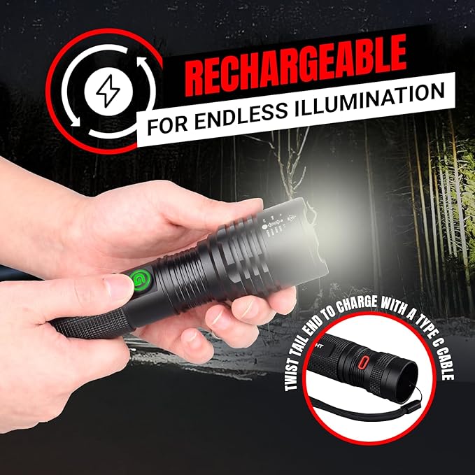 GearLight S2000 LED Rechargeable Flashlight High Lumens - Super Bright, Powerful, Mid-Size Tactical Flashlight for Outdoor Activity & Emergency Use
