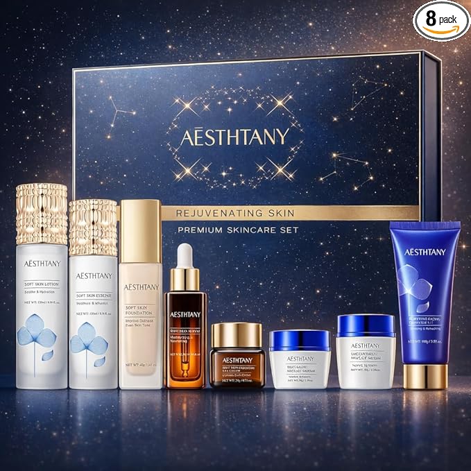 Anti-Aging Skin Care Kit For Women Anti-Wrinkle Firming Skin Care Daily Routine Rejuvenating 8-In-1 Skincare Sets Gift Sets