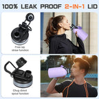 Insulated Water Bottle 64 oz, Half Gallon Water Jug Cold 48H, BPA Free Stainless Steel Bottles with Straw/Chug 2-in-1 Lid, Bag, Paracord Handle, Silicone Boot, Sports Gym School Metal Flask