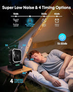 Camping Fan with Bluetooth Speaker Portable Fan,20000mAh Rechargeable Battery Powered Fans,Quiet 4-Speeds, 4-LED Light,360° Hanging Hook for Outdoor Picnic Tent Beach Travel Barbecue, Black