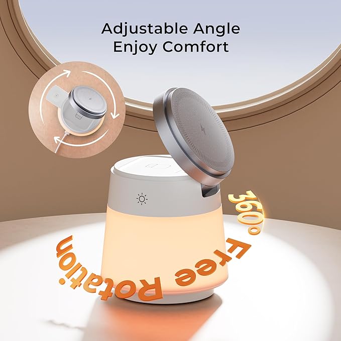 Wireless Charger 3 in 1, Magnetic Wireless Charger Stand with Night Light, 360° Rotation Portable Travel Charging Station Multiple Devices for iPhone 17/16/15/14/13/12, Apple Watch, AirPods Pro 3