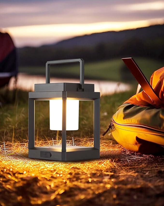 Solar Lanterns Outdoor Table Lamp, Led Lamps for Nightstand, Outdoor Table Lamp for Patio Waterproof, Cordless Battery Operated Lamp, Rechargeable Solar Lantern for Reading Decor Camping