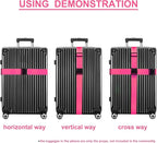 Luggage Straps for Suitcases TSA Approved Travel Belt 8 Pack by Chelmon (Rose Red)
