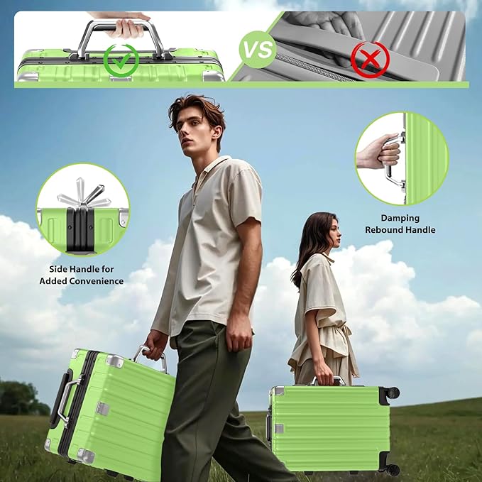 Krute Luggage 24 Inch Aluminum Frame Zipperless Suitcase with Spinner Wheels Checked Luggage PC+ABS Lightweight Hardshell