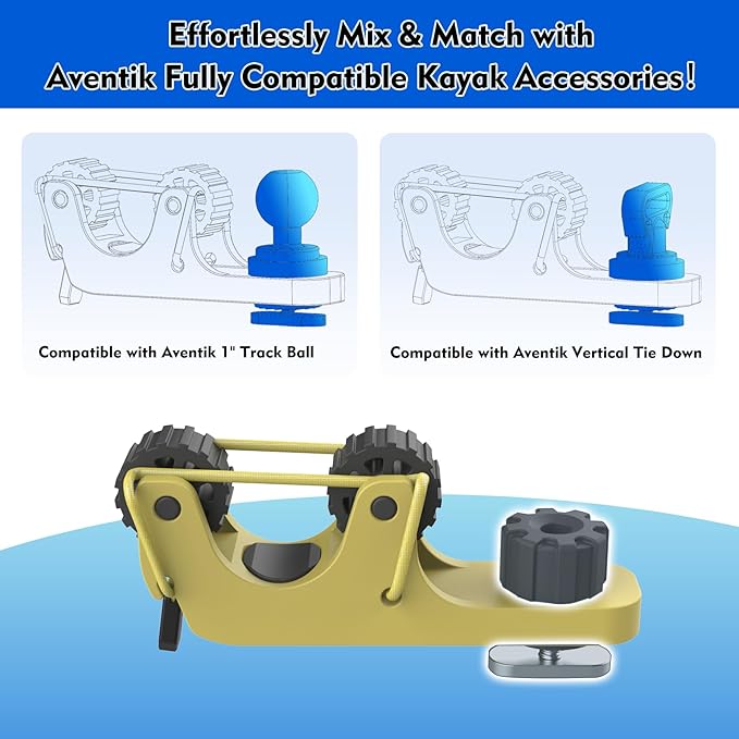 1006 2 PCS Adjustable Kayak Paddle Holder Track Mount Fits Various Shaft Diameters –Universal Rail Mount for Paddle, Fishing Rod, Net – Kayak Accessories for Fishing & Touring