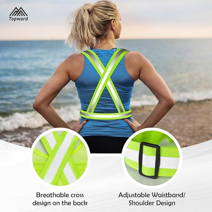 Running Vest Chest Phone Holder for Women Men, Reflective Vest Safety Gear for Dog Walking Cycling - Adjustable Waist/Shoulder