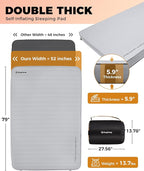 KingCamp 6" Thick Self-Inflating Camping Sleeping Pad, 4-Season Outdoor Sleeping Mat, Waterproof & Durable, Fast Inflation, Ideal for Camping, Hiking, Car, Tent