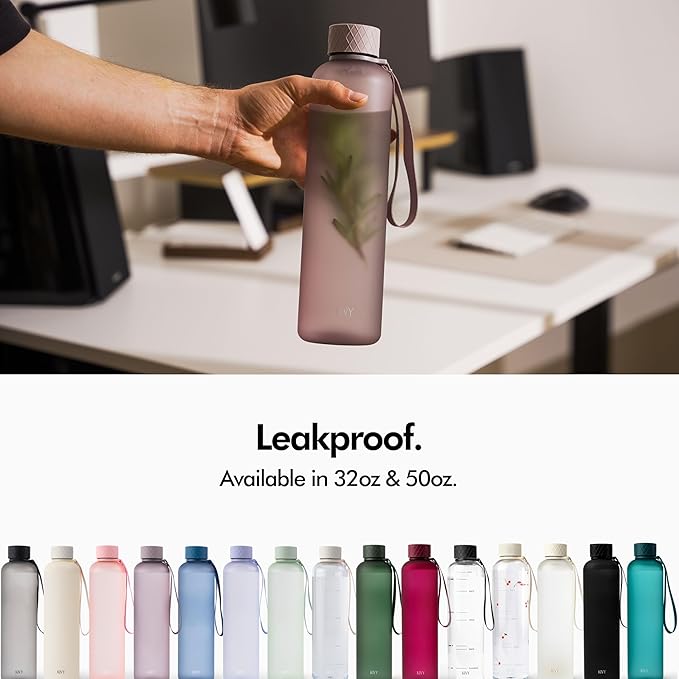 KIVY Tritan Water Bottle 2nd Generation (Dark Clear, 32oz)