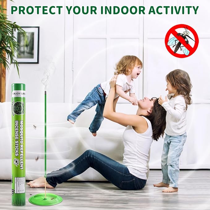 Mosquito Repellent Incense Sticks - 60 Plant-Based Citronella Incense Sticks for Backyard, Travel, Camping, Indoors, and Outdoor Patio