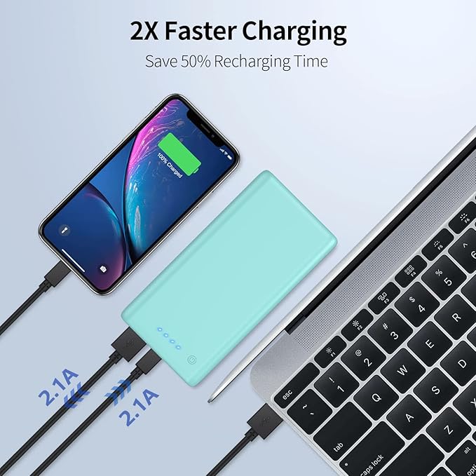 Portable Charger Power Bank 26800mah, Ultra-High Capacity Safer External Cell Phone Battery Pack with High-Performance Cells & 2 USB Output Compatible with iPhone 16 15 14 13 12 Samsung Android-Green