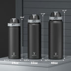 24 oz Insulated Water Bottle for Sports: Meoky Stainless Steel Water Bottle with 2-in-1 Straw and Spout Lid - Leak Proof, Cold for 24 Hours, Fits in Car Cup Holder, BPA-Free for Travel Gym, Night