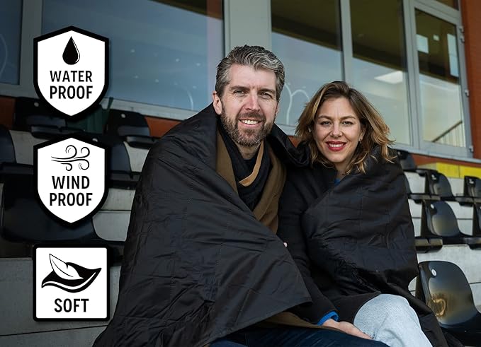 Waterproof Outdoor Blanket Large Fleece Camping & Stadium Blankets for Cold Weather. Perfect for Outdoors, Car, Dogs, Boat, Picnic. Windproof, Extra Warm, Machine Washable.