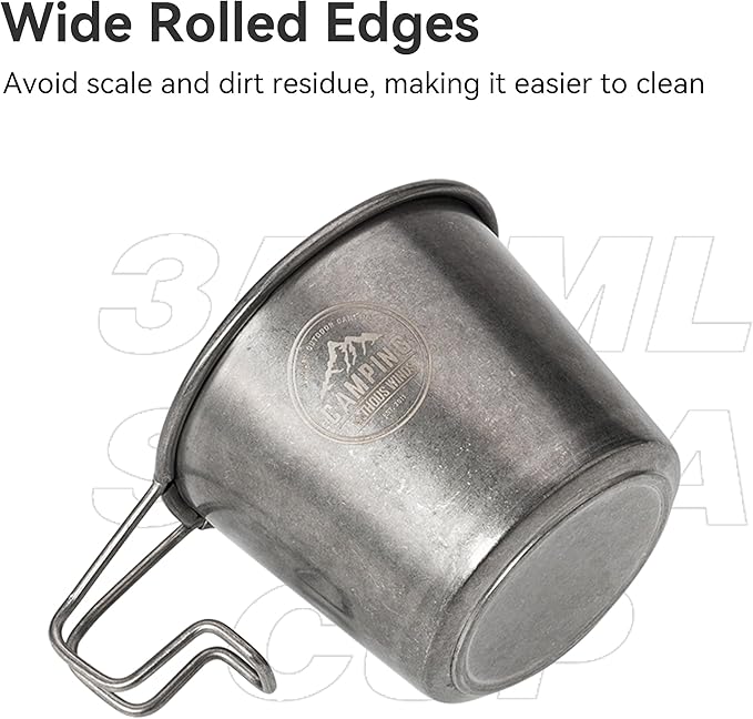 2pcs Stainless Steel Camping Sierra Cup 350ml, Olive-green