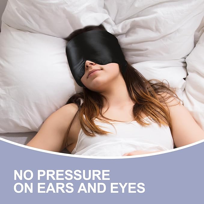 Mulberry Silk Sleep Mask for Side and Back Sleepers, Blackout Eye Mask for Sleeping for Women Men with Adjustable Band, Comfortable Soft Pressureless Eye Cover for Sleeping in Large Size