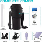 40 oz Insulated Water Bottle with Straw - Spout Lid, Carrying Case, Metal Thermal Hydro Travel Mug Flask for Cup Holder, Keep Cold 48H Hot 24H