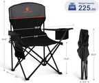 LET'S CAMP Camping Chair 2 Pack Folding Chair with 3-Can Cooler Bag Portable Lawn Chair with Cup Holder,Storage Pocket, Supports 225LBS, Collapsible Chair for Camp, Beach, Picnic (Black)