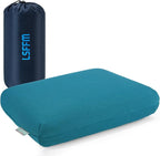 Memory Foam Travel Pillow, Camping Pillow for Sleeping with Portable Bag, Easy to Carry, Small Foam Pillows, Double-Layered Pillow Cover (Peacock Blue)