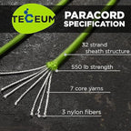 TECEUM 5/32" Paracord Rope 1000 – 1000ft / 200ft / 100ft / 50ft – Tactical Parachute Cord 4mm – 45+ Colors – Nylon String for Survival & Camping Gear – Stripe Cord for Survival – Utility Rope