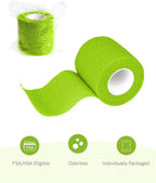 FriCARE Self Adhesive Bandage Wrap, Medical Tape in First Aid Kit, Cohesive Bandages for Wounds Sport Vet, FSA/HSA Eligible, 2 Inches X 5 Yards 6 Rolls, Grass Green