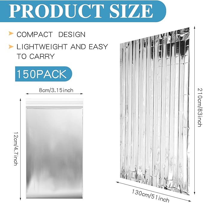 Macarrie Emergency Blanket Bulk Survival Thermal Silver Foil Reflective Blankets Pack for Cold Outdoors Camping Hiking First Aid Shelter Space Emergency Supplies Set